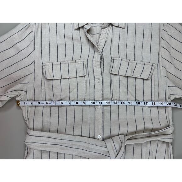 Abercrombie & Fitch Womens Linen Striped Button-Down Shirt Dress S Ivory Boho - Picture 10 of 14